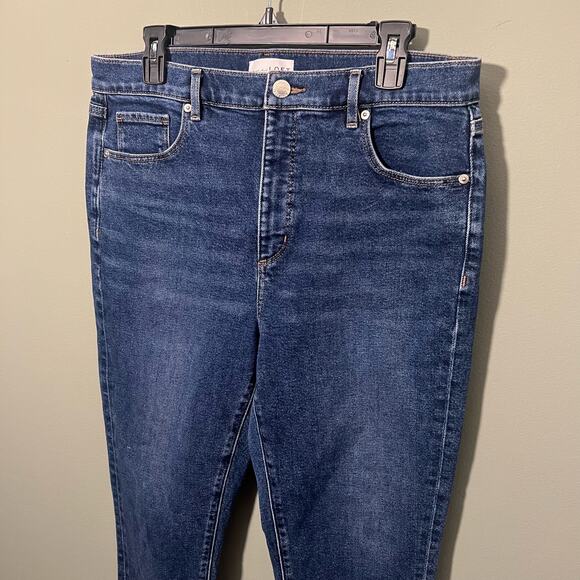 LOFT Modern Denim High Waist Skinny Ankle Jeans, Vintage Dark Wash, Size 32 / 14 - Picture 7 of 12